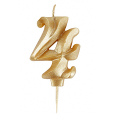 Свеча -цифра "4" витая золото 5см